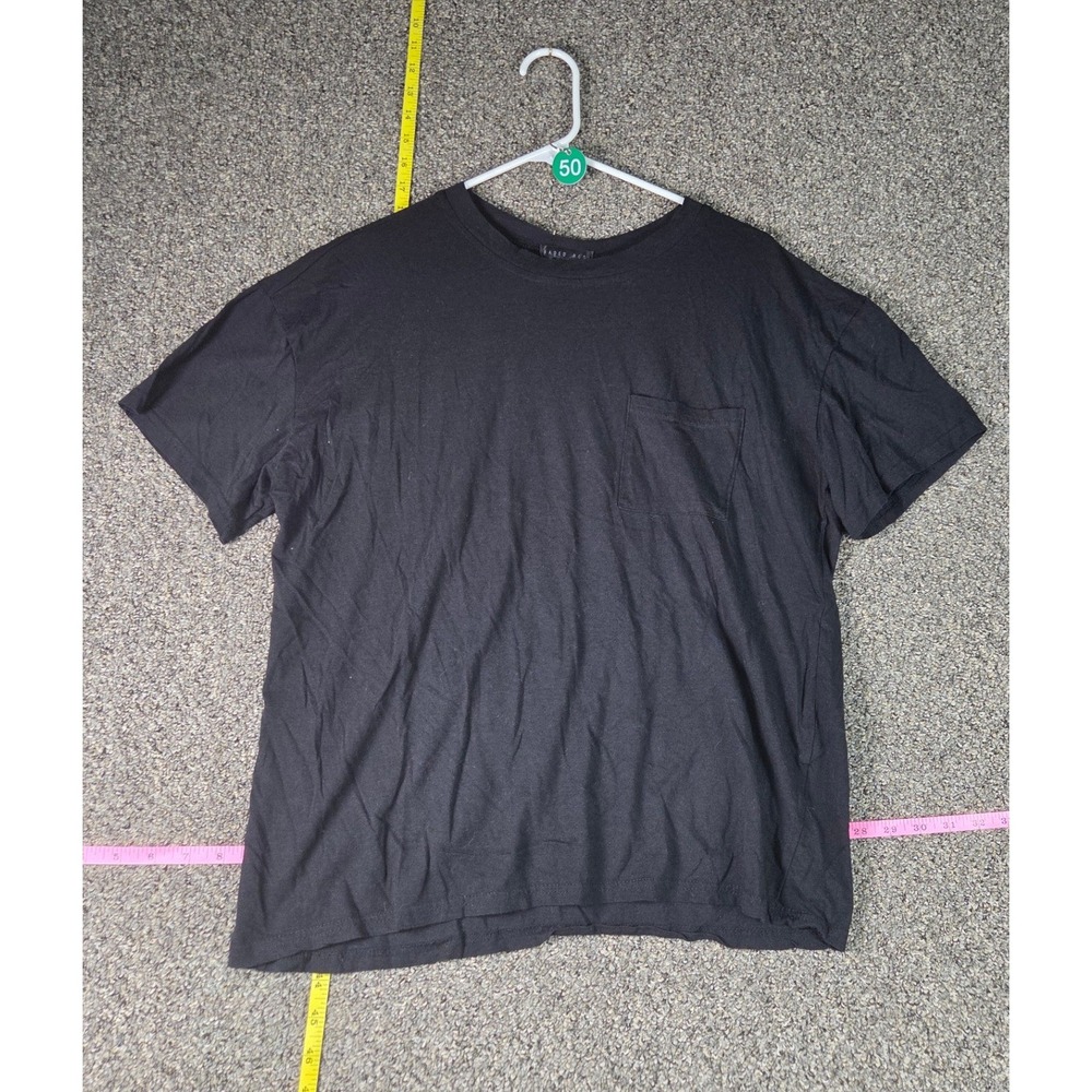 Faded Rose Pocket Tee Mens Large Black Short Sleeve Boxy Crew Neck T-Shirt